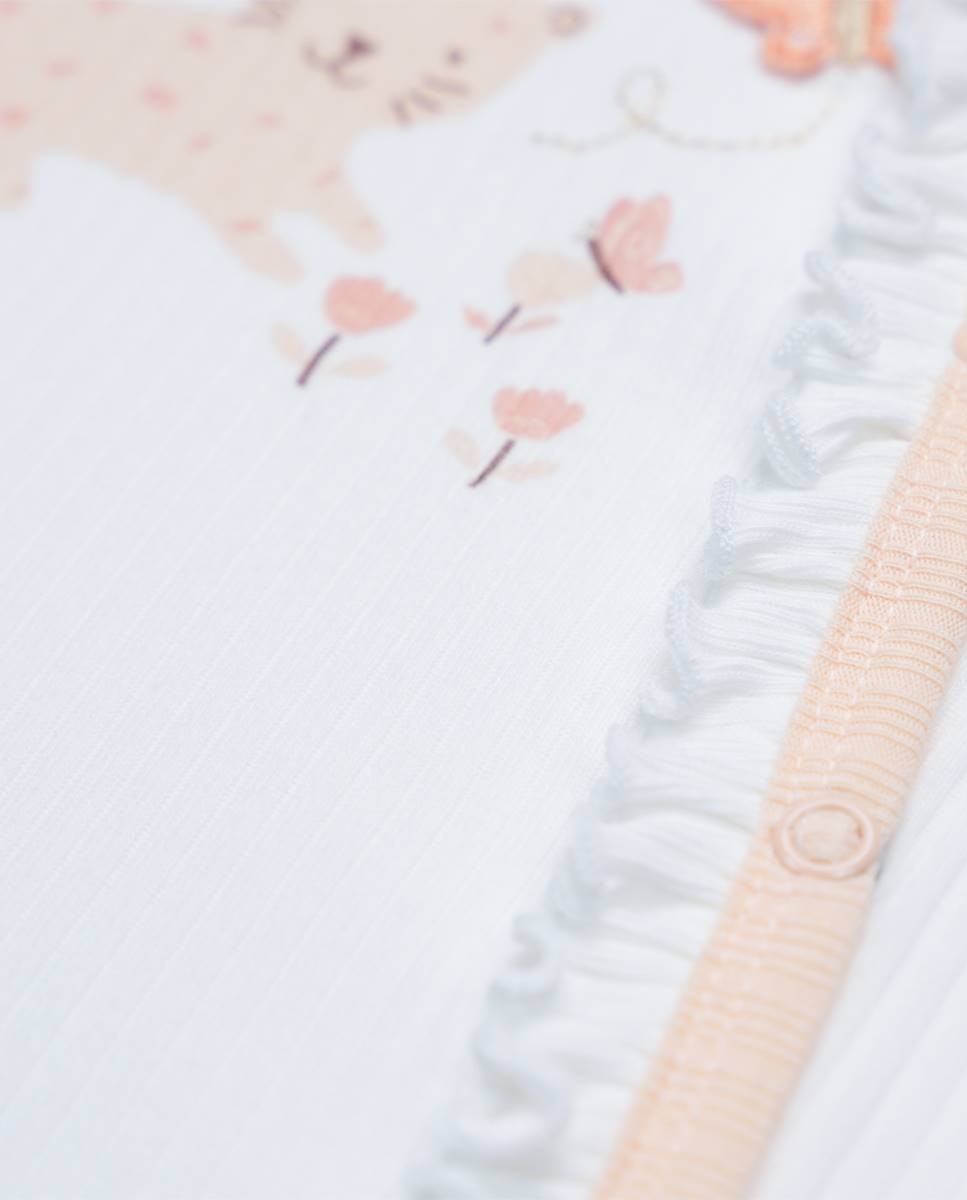Babygrow em algodão canelado orgânico Pérola-4