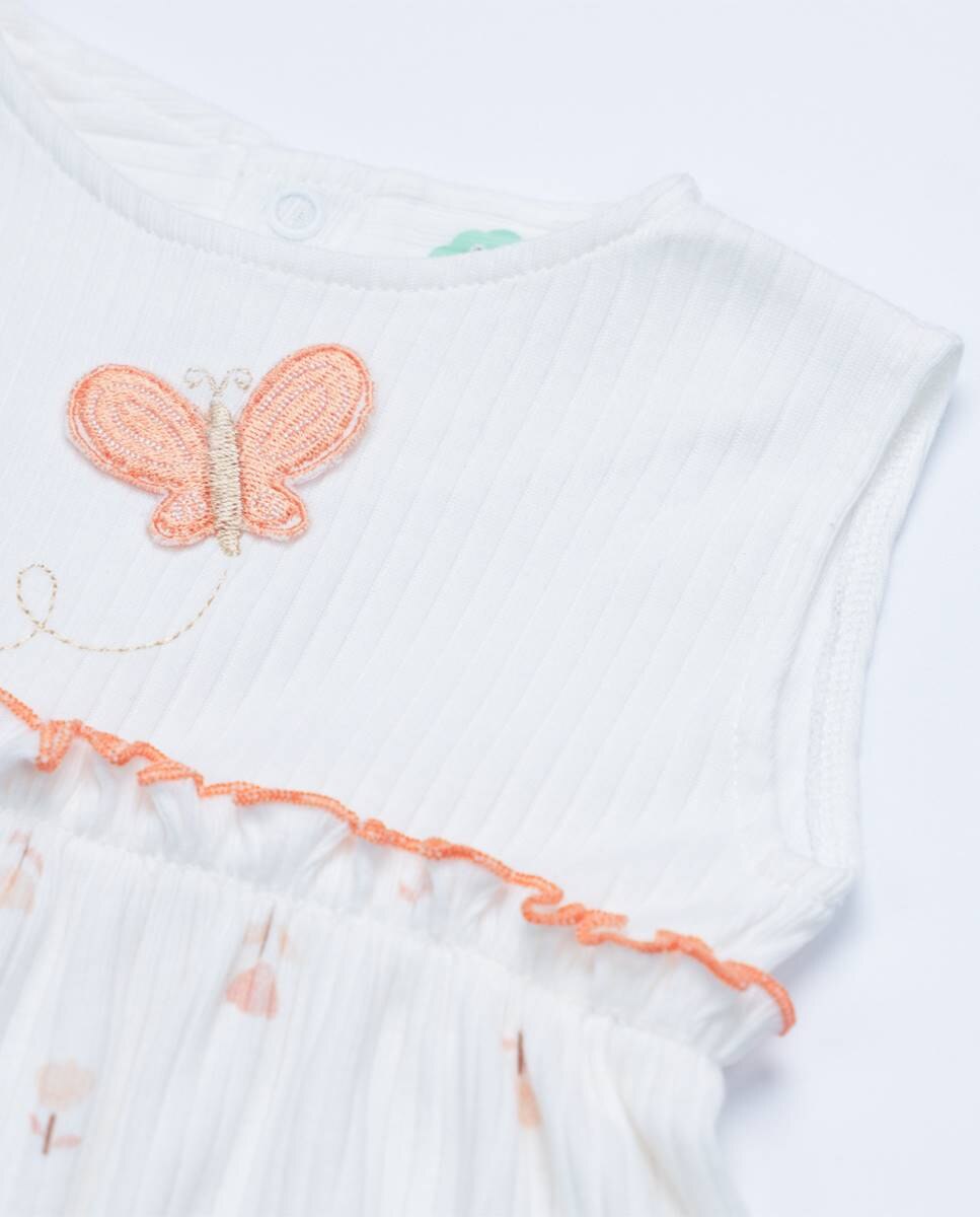 Vestido em algodão canelado orgânico FS Baby Pérola-5