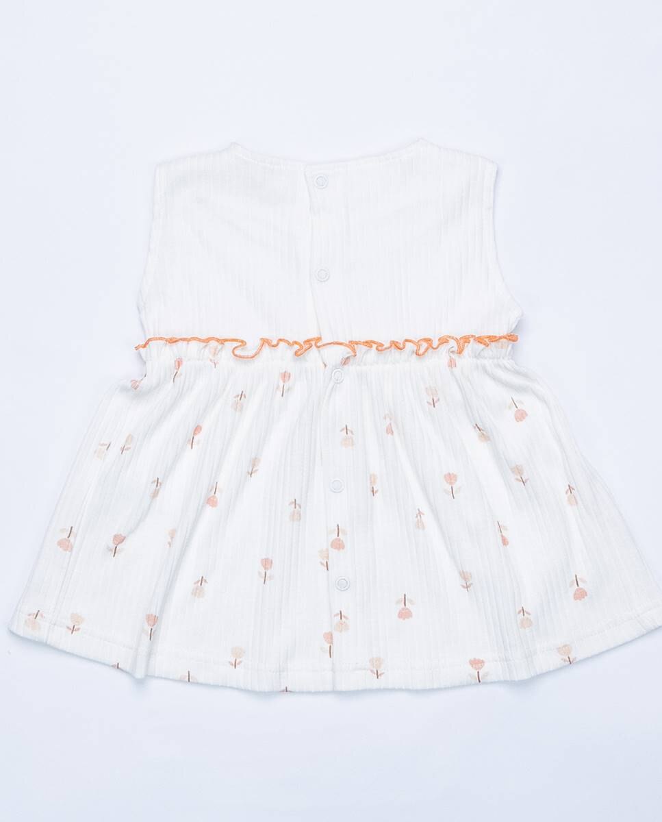 Vestido em algodão canelado orgânico FS Baby Pérola-6