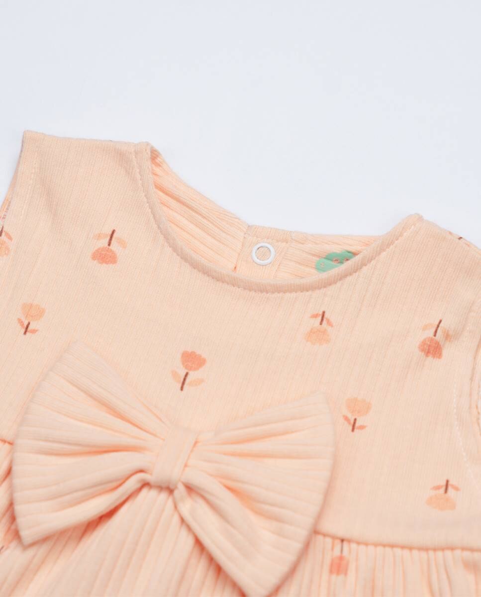 Vestido em algodão canelado orgânico FS Baby Salmão-2