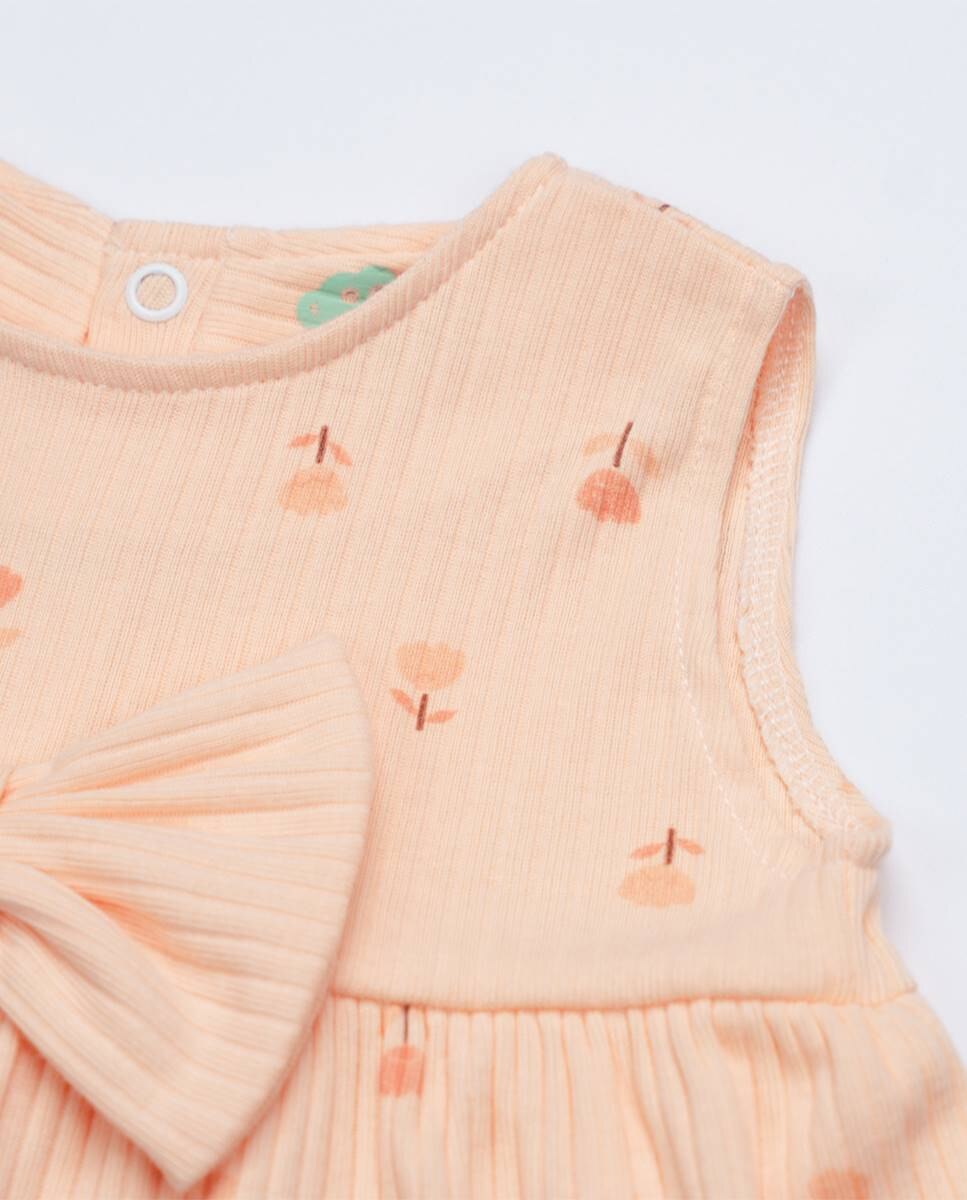 Vestido em algodão canelado orgânico FS Baby Salmão-5