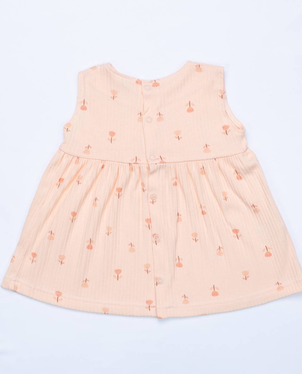 Vestido em algodão canelado orgânico FS Baby Salmão-6