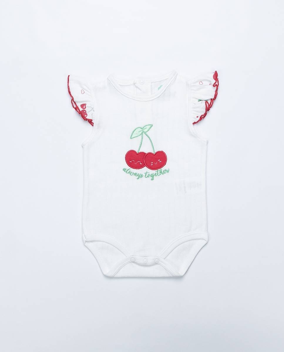 Conjunto de body e tapa fraldas em algodão FS Baby Branco-2