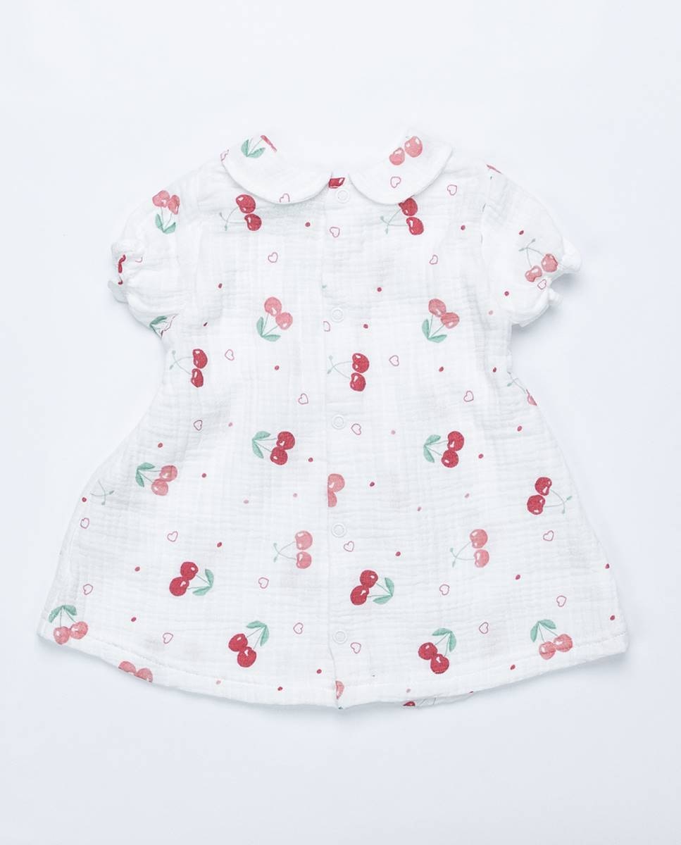Vestido em musseline Branco-6