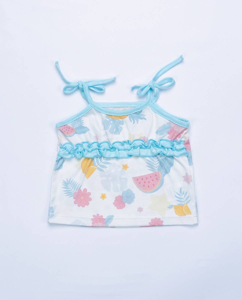 Conjunto de t-shirt e calções em algodão orgânico FS Baby Turquesa-2