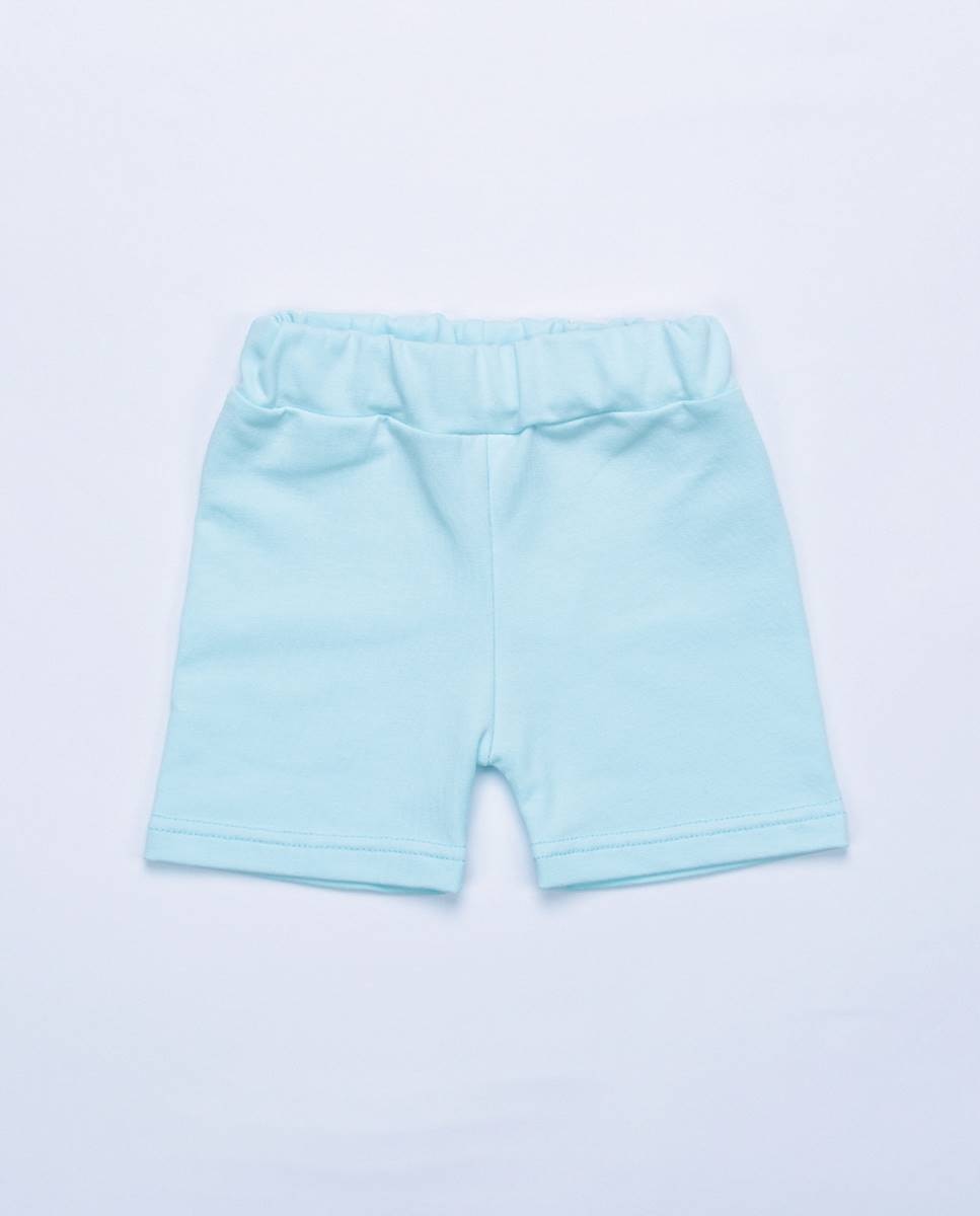 Conjunto de t-shirt em algodão orgânico e calções em felpa FS Baby Turquesa-6