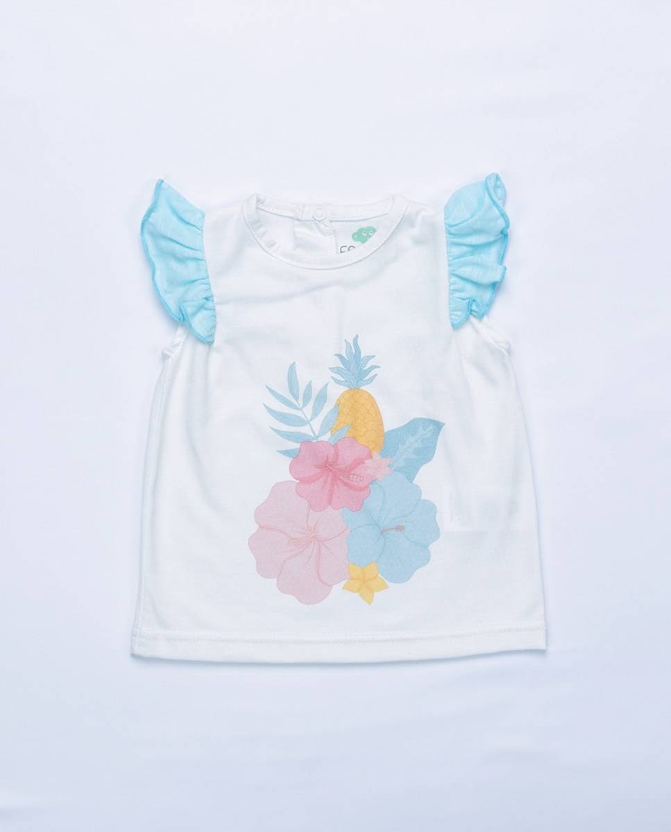 Conjunto de t-shirt em algodão e calças em felpa FS Baby Turquesa-2