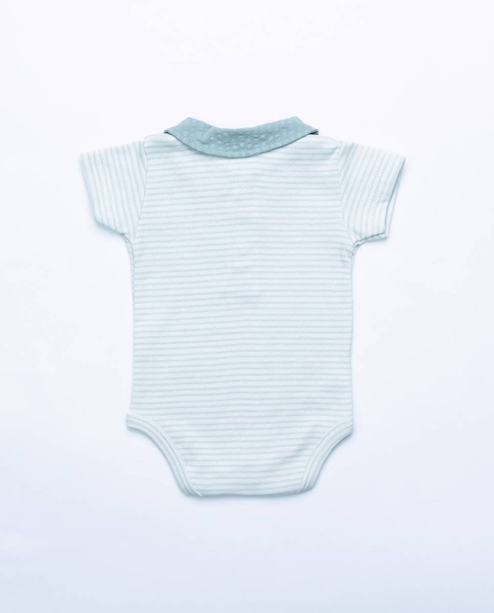 Conjunto de polo body e tapa fraldas em tecido de algodão orgânico FS Baby Azul-5