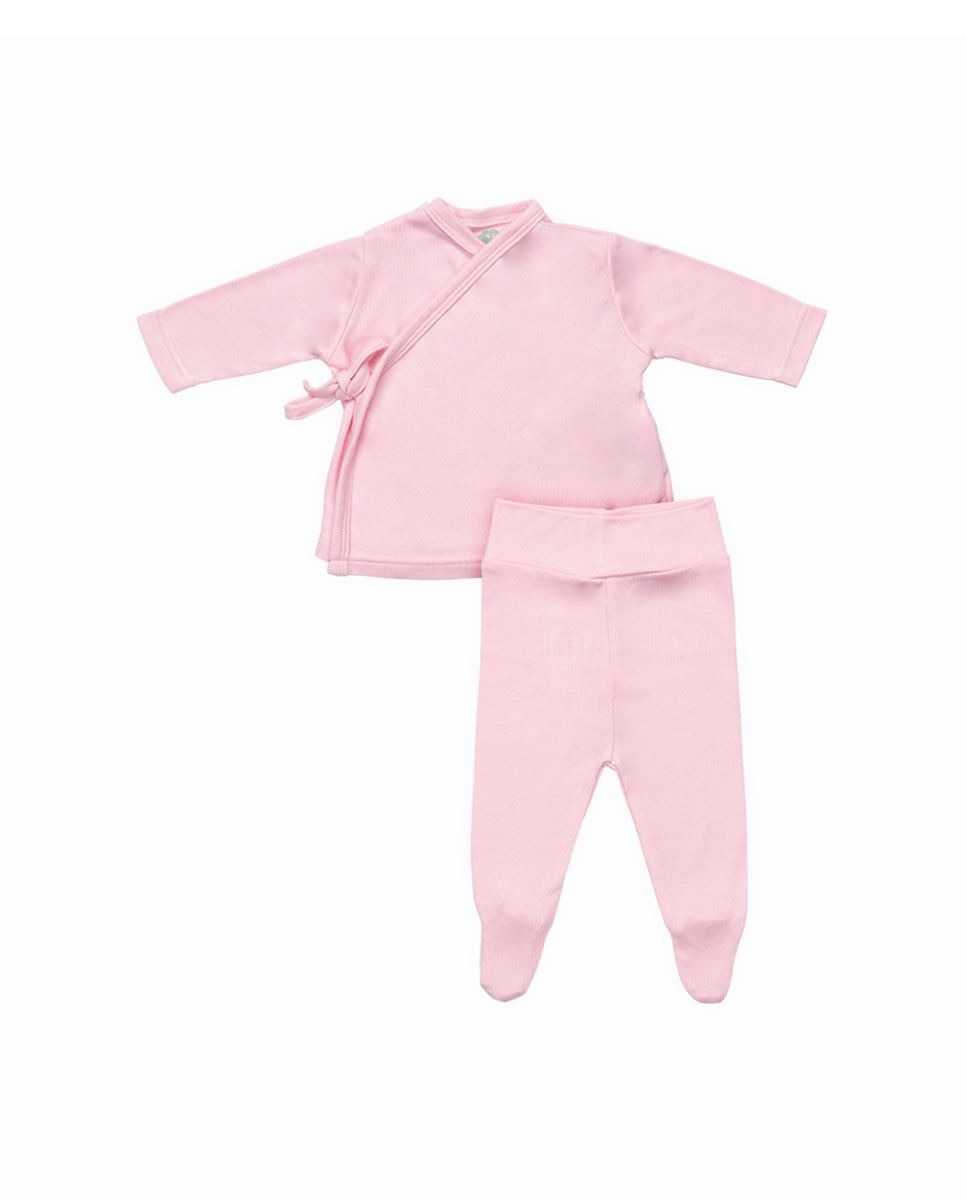 Conjunto de t-shirt e calças em bambu Rosa-1