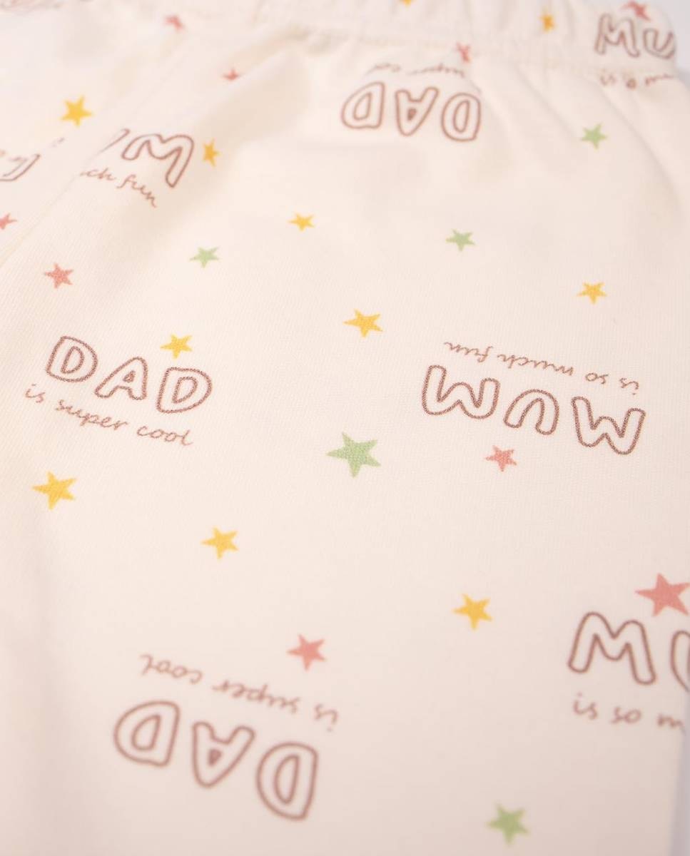 Conjunto de body de manga comprida e calças com pé em algodão orgânico Creme-4