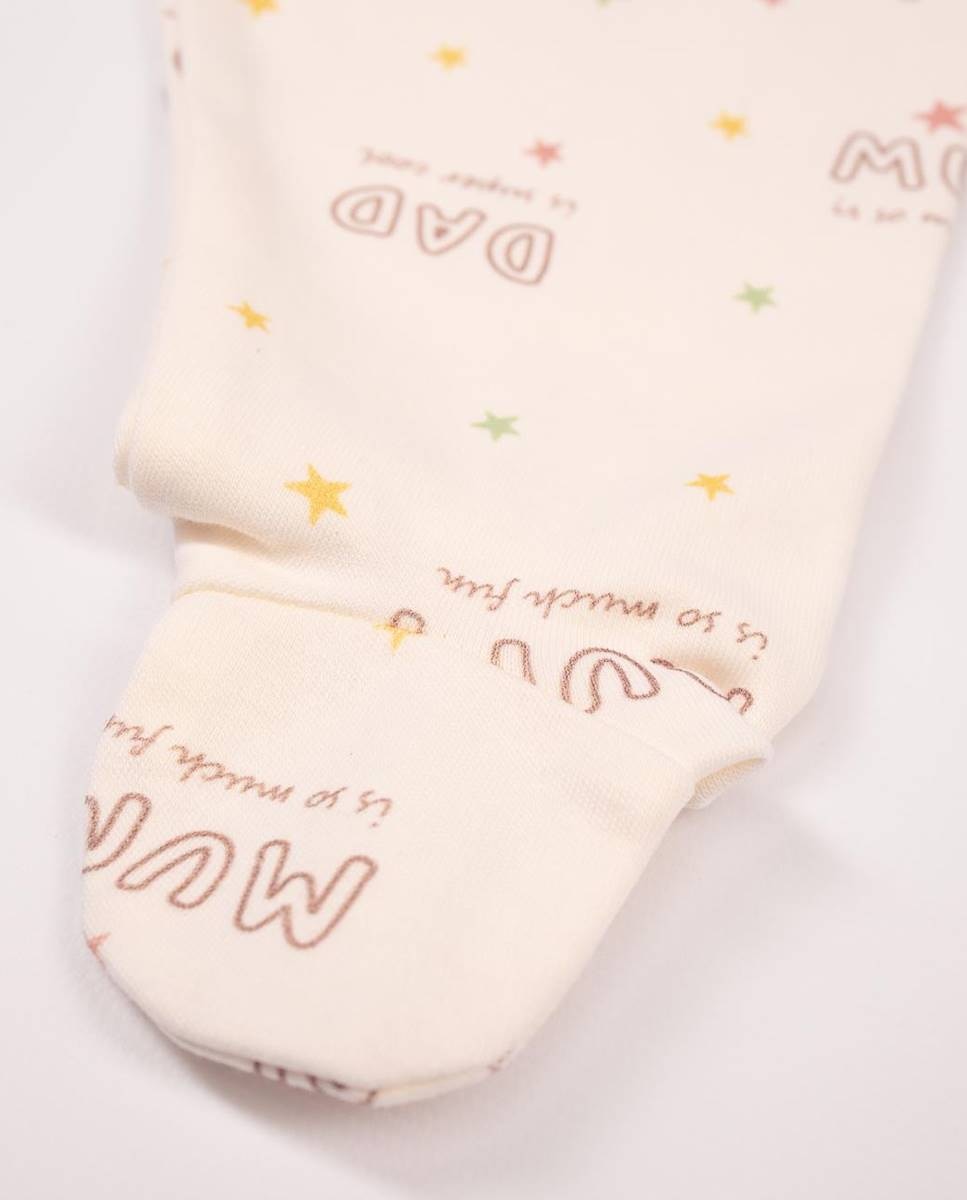 Conjunto de body de manga comprida e calças com pé em algodão orgânico Creme-5