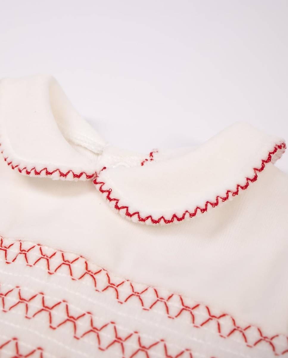 Vestido de manga comprida em veludo Branco-2