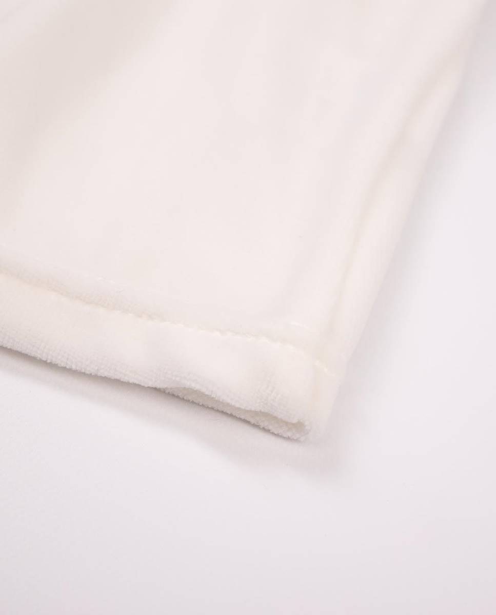 Vestido de manga comprida em veludo Branco-4