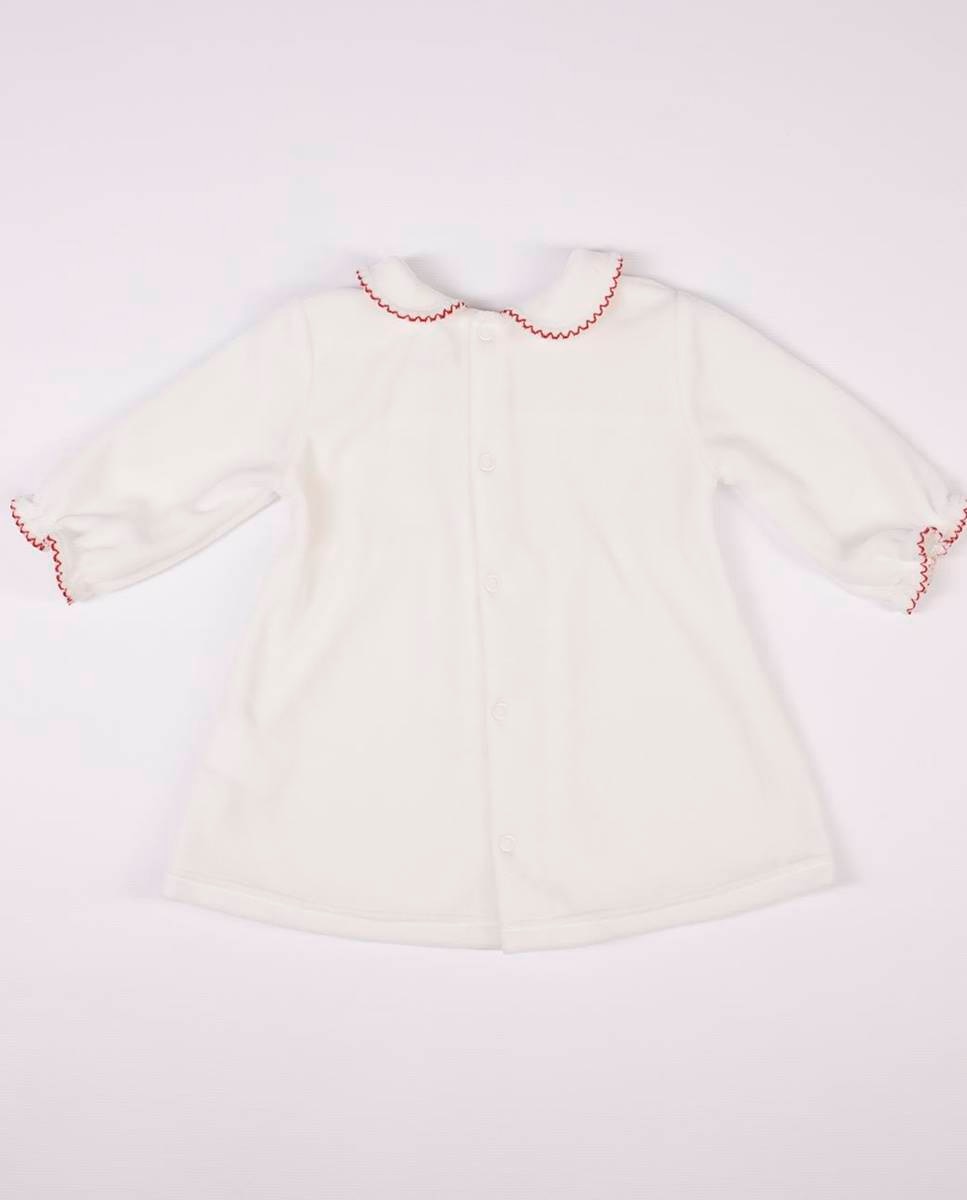Vestido de manga comprida em veludo Branco-6