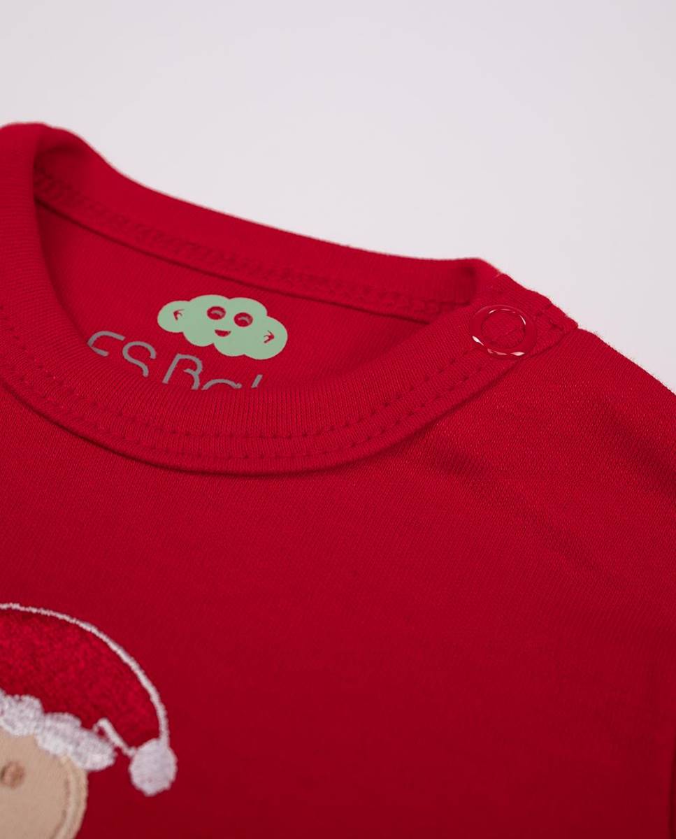 Body de manga comprida em algodão Vermelho-2