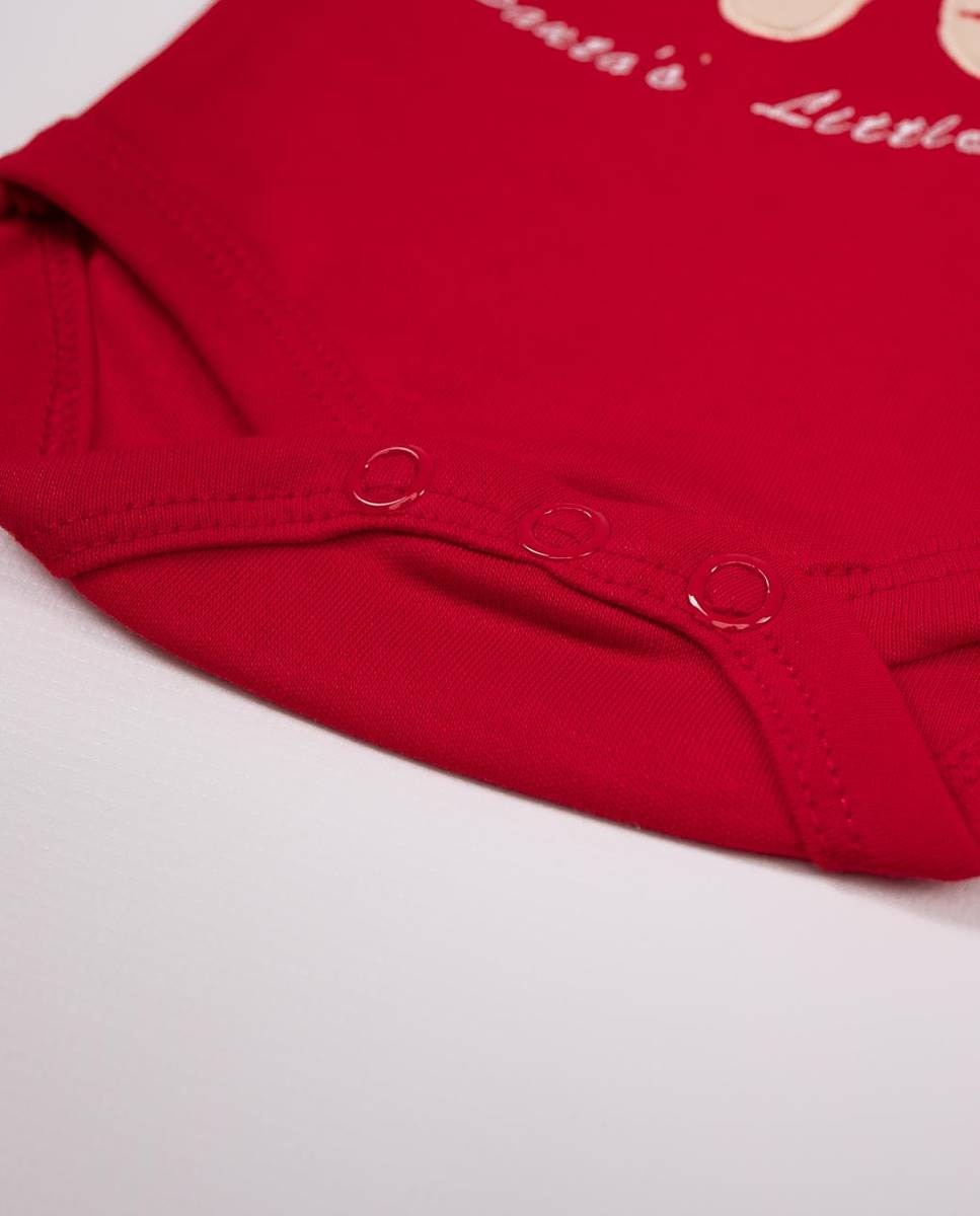 Body de manga comprida em algodão Vermelho-4