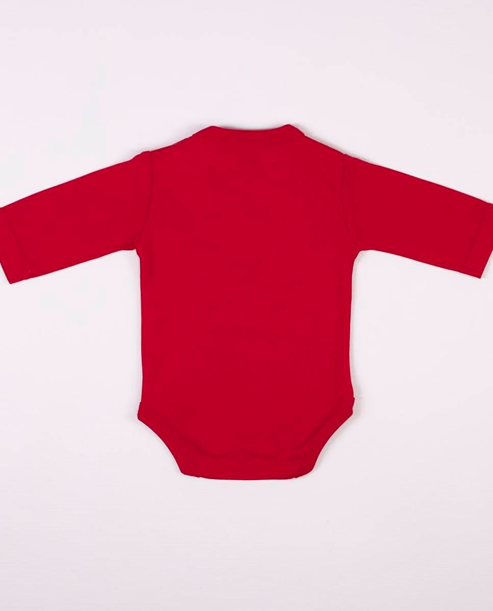 Body de manga comprida em algodão Vermelho-6