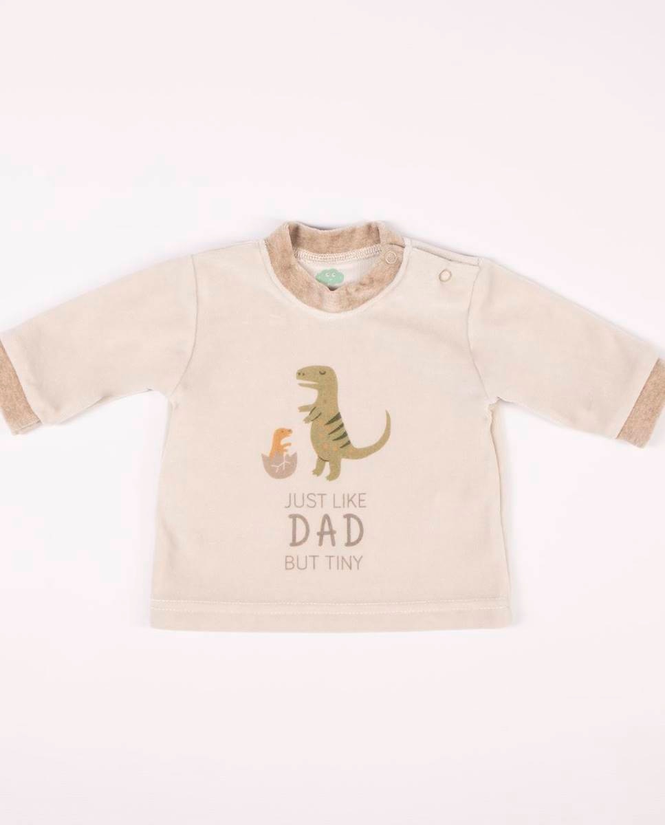 Conjunto de t-shirt de manga comprida e calças com pé em veludo orgânico Castanho-claro-2
