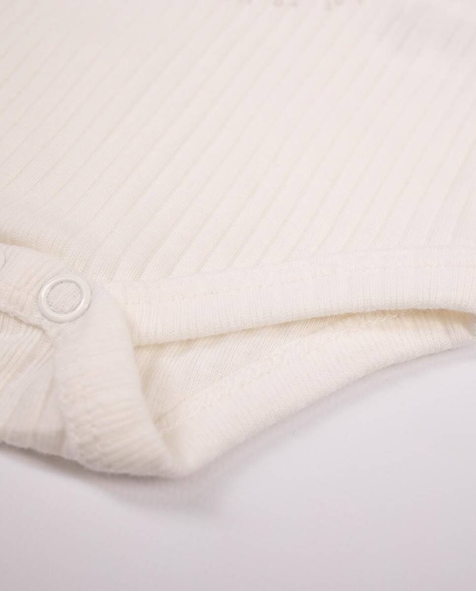 Body de manga comprida em algodão orgânico canelado Branco-4