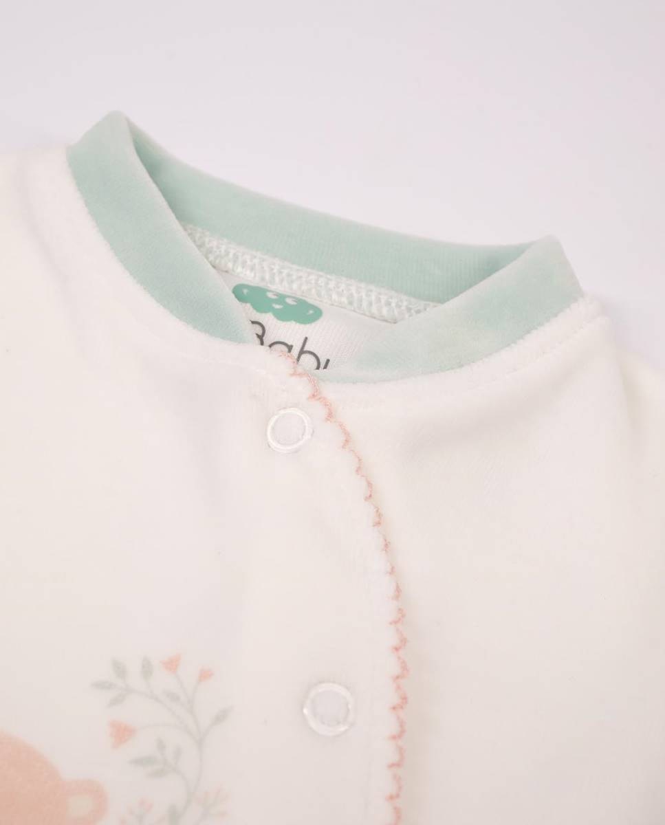 Babygrow em veludo orgânico Branco-2