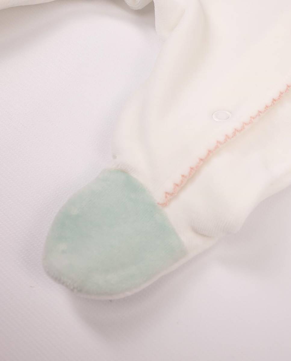 Babygrow em veludo orgânico Branco-4