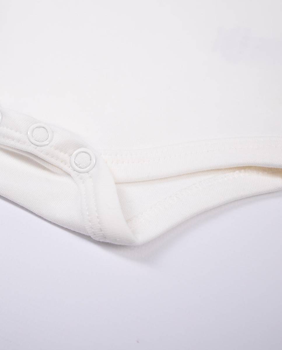 Body de manga comprida em algodão orgânico Branco-4