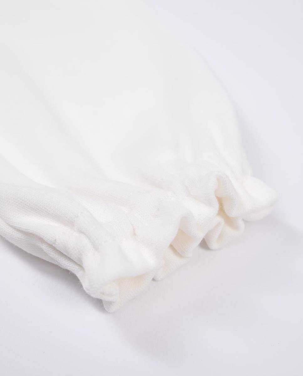 Body de manga comprida em algodão orgânico Branco-5
