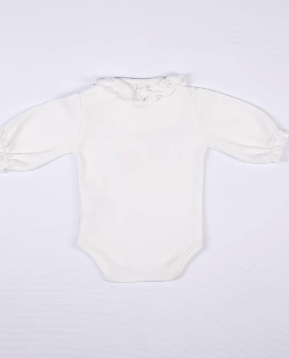 Body de manga comprida em algodão orgânico Branco-6