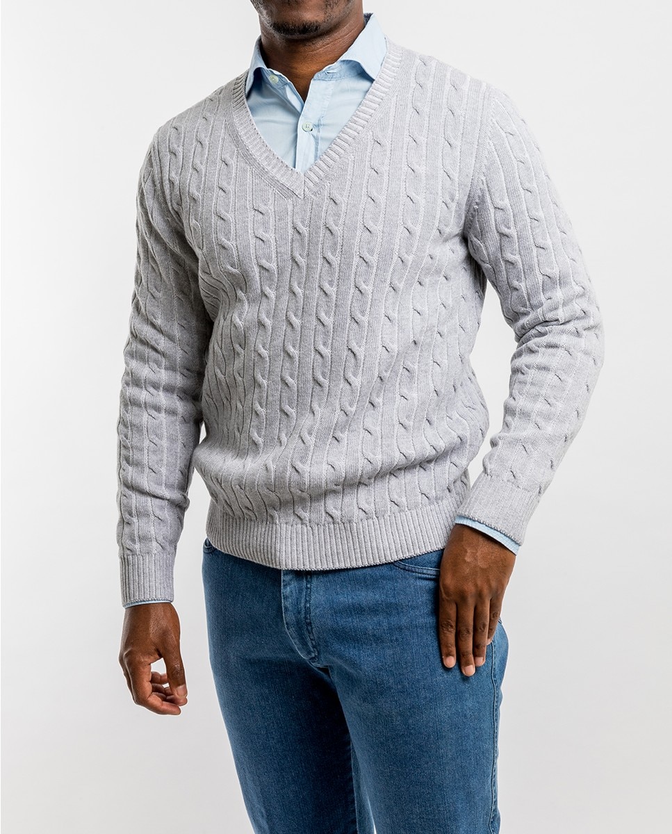 Camisola em Algodão 100% em Cinzento-claro Cinzento-claro-1