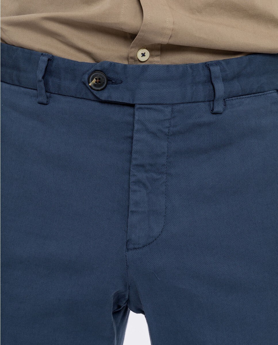 Calças Chino Regular em Azul-escuro Azul-marinho-6