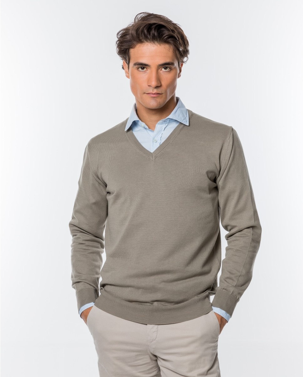 Camisola em Algodão 100% em Bege-claro Bege-1