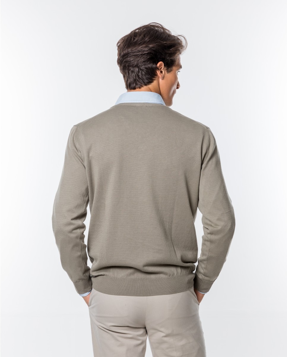 Camisola em Algodão 100% em Bege-claro Bege-2