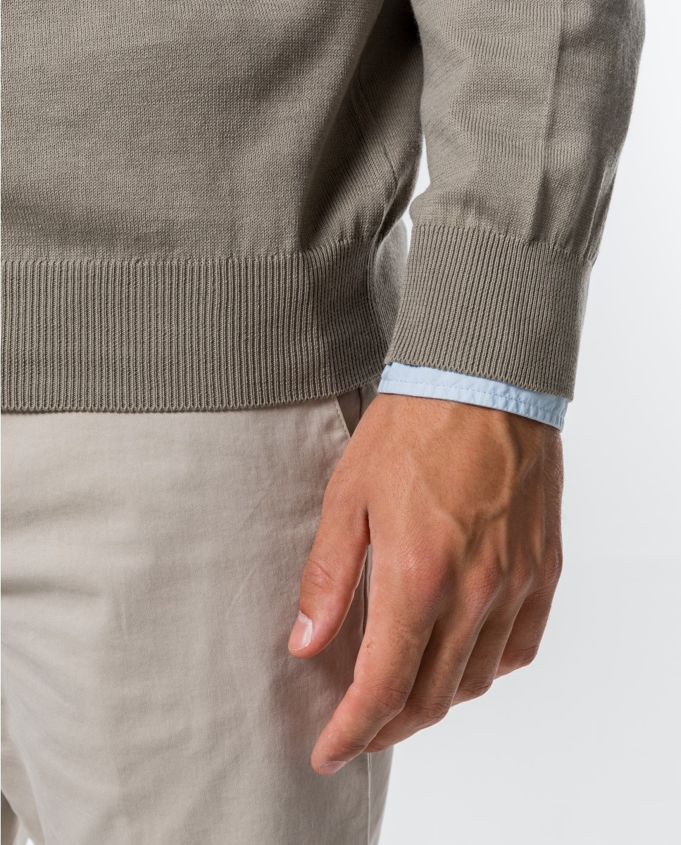 Camisola em Algodão 100% em Bege-claro Bege-4