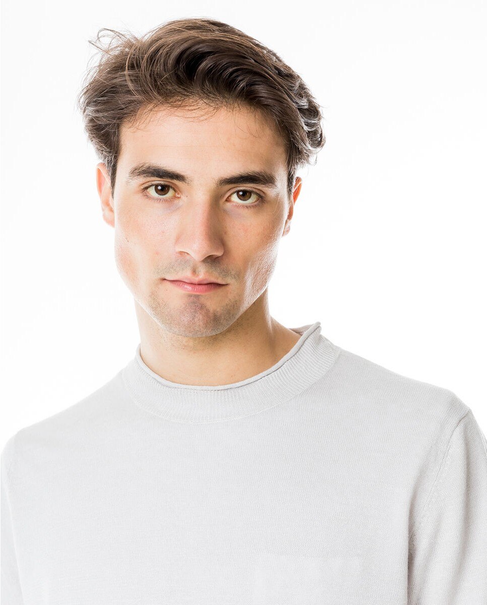 Camisola em Linho 100% em Cinzento-claro Cinzento-claro-3