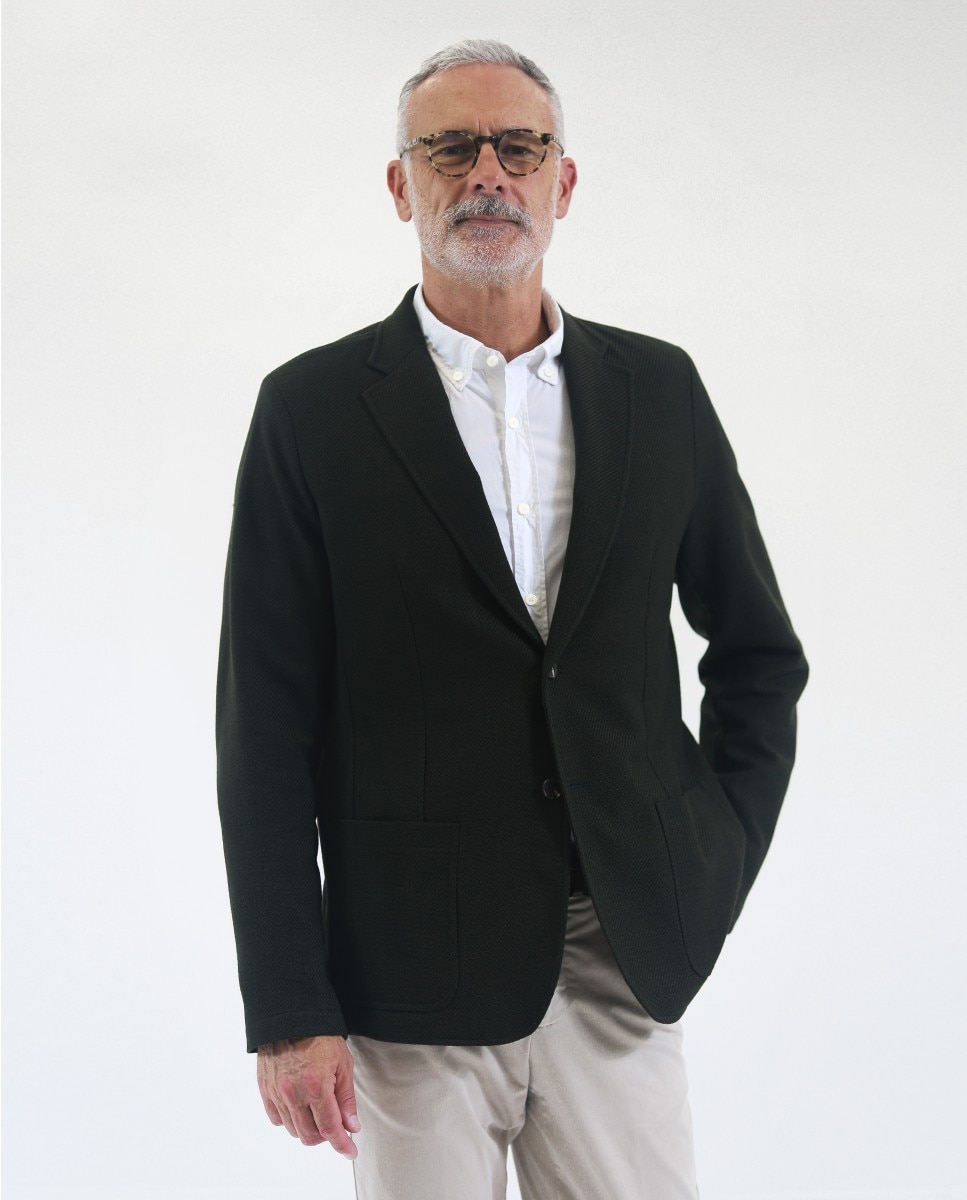 Blazer Soft Slim Liso em Verde-escuro Verde-escuro-1