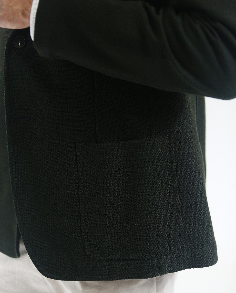 Blazer Soft Slim Liso em Verde-escuro Verde-escuro-4