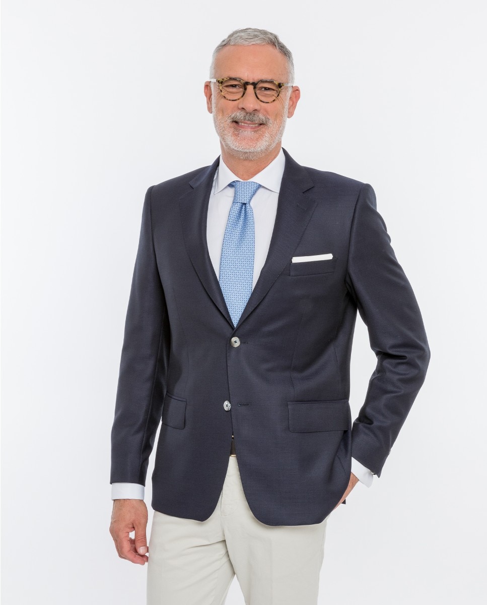 Imagem 0 de Blazer Regular de Grão em Azul-escuro