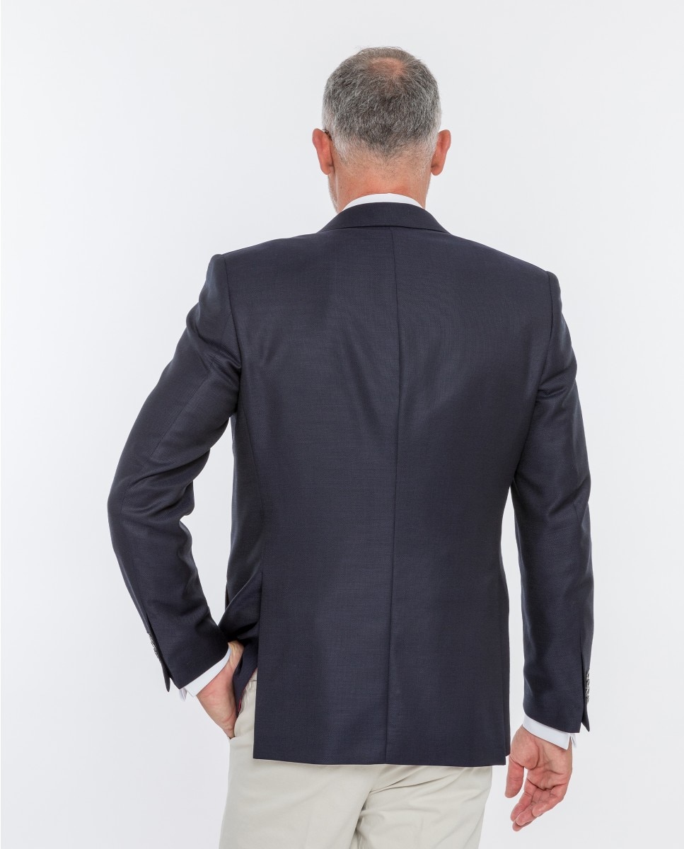 Blazer Regular de Grão em Azul-escuro Azul-marinho-2