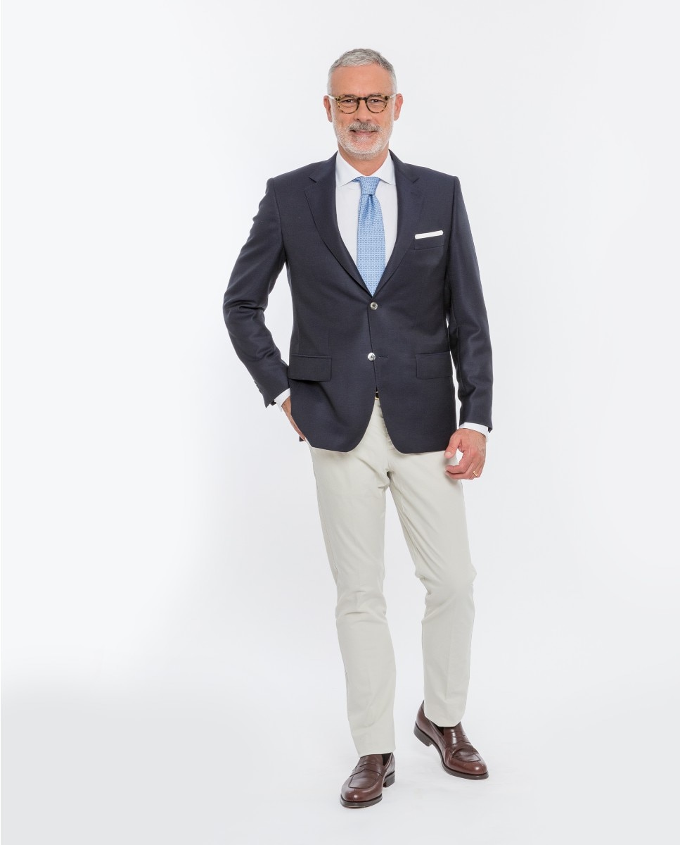 Blazer Regular de Grão em Azul-escuro Azul-marinho-5