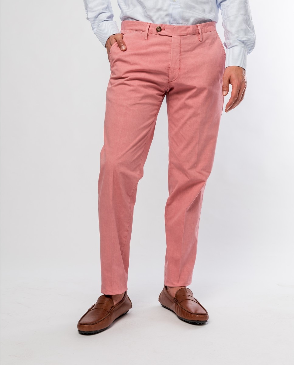 Imagem 0 de Calças Chino Soft Slim em Rosa-claro