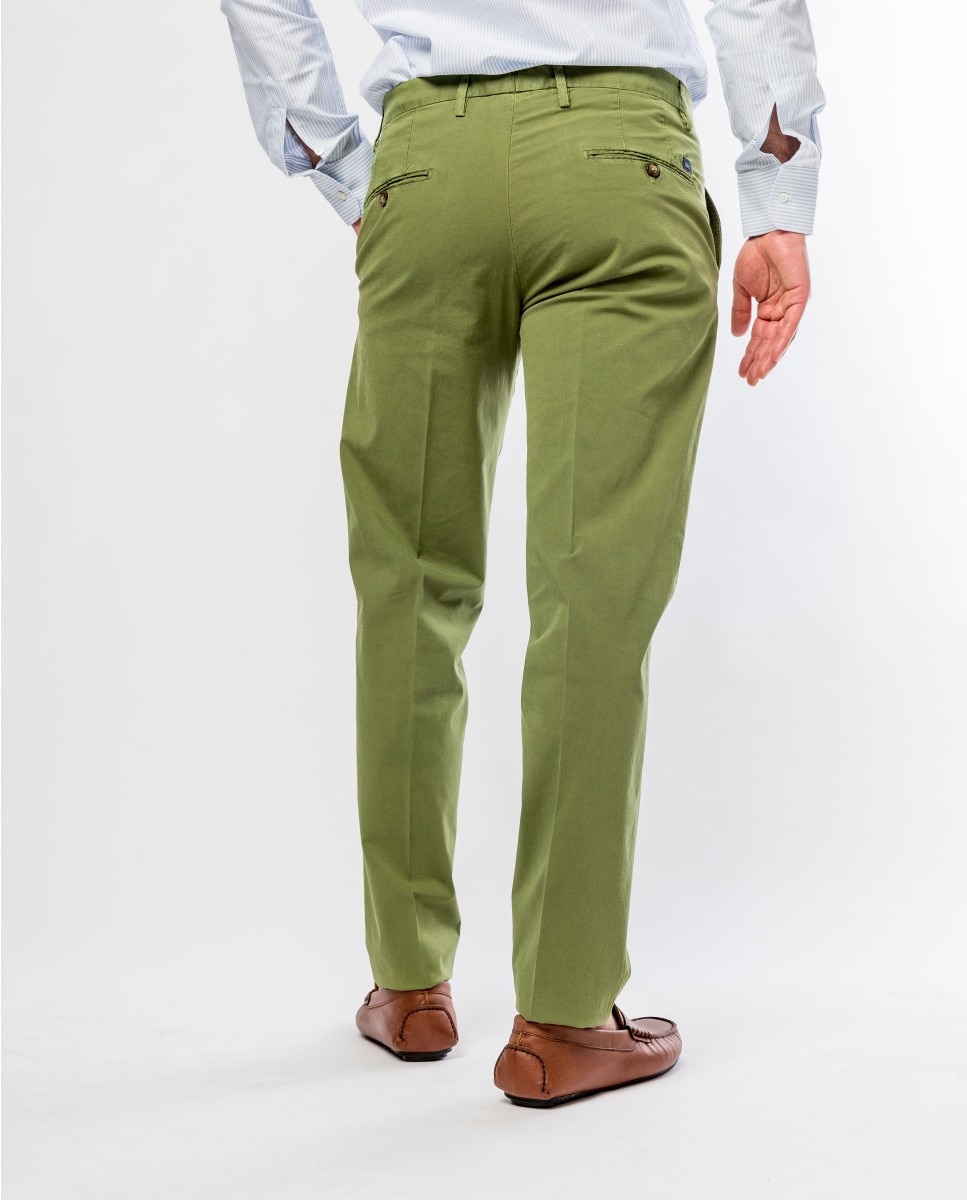 Calças Chino Soft Slim em Verde-escuro Verde-escuro-2