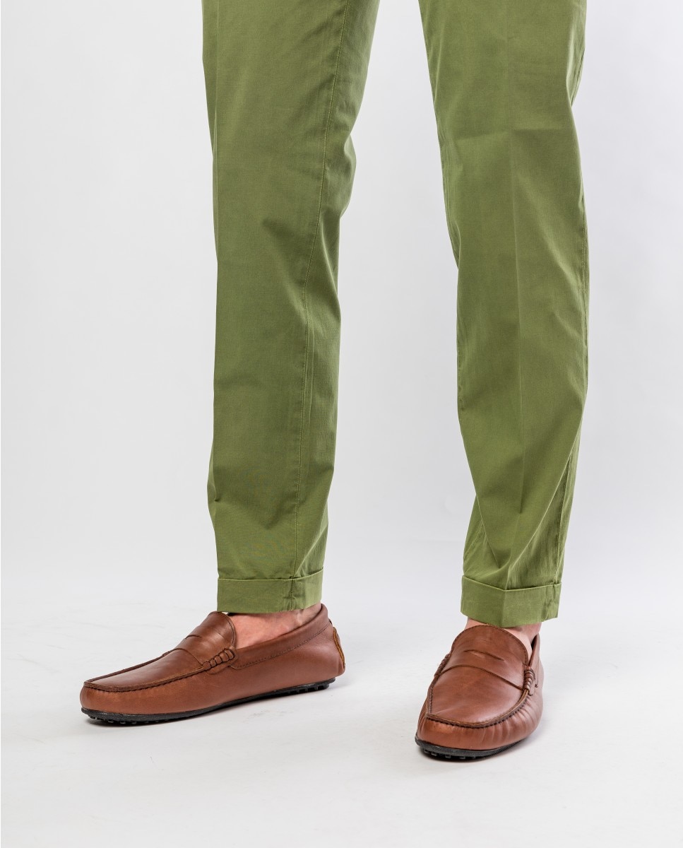 Calças Chino Soft Slim em Verde-escuro Verde-escuro-5