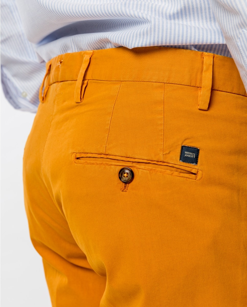 Calças Chino Soft Slim em Laranja-claro Laranja-4