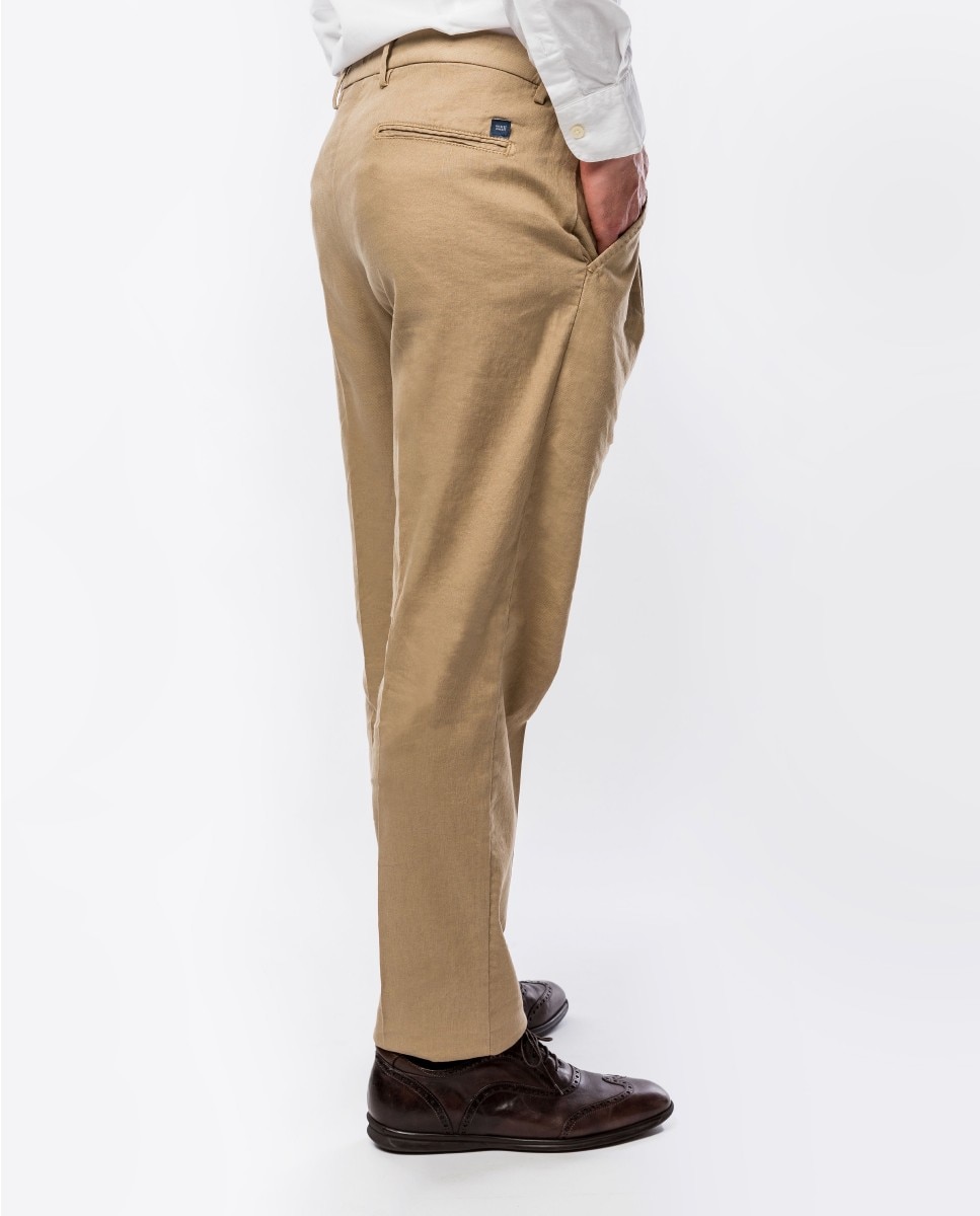 Calças Chino Soft Slim em Bege-escuro Bege-2