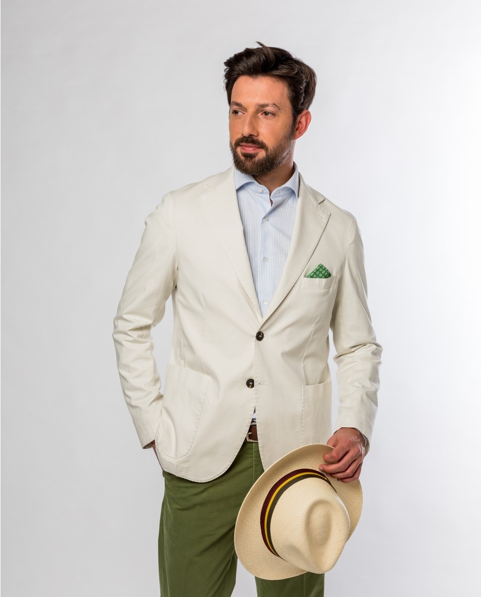 Blazer Soft Slim Liso em Bege-claro Bege-1