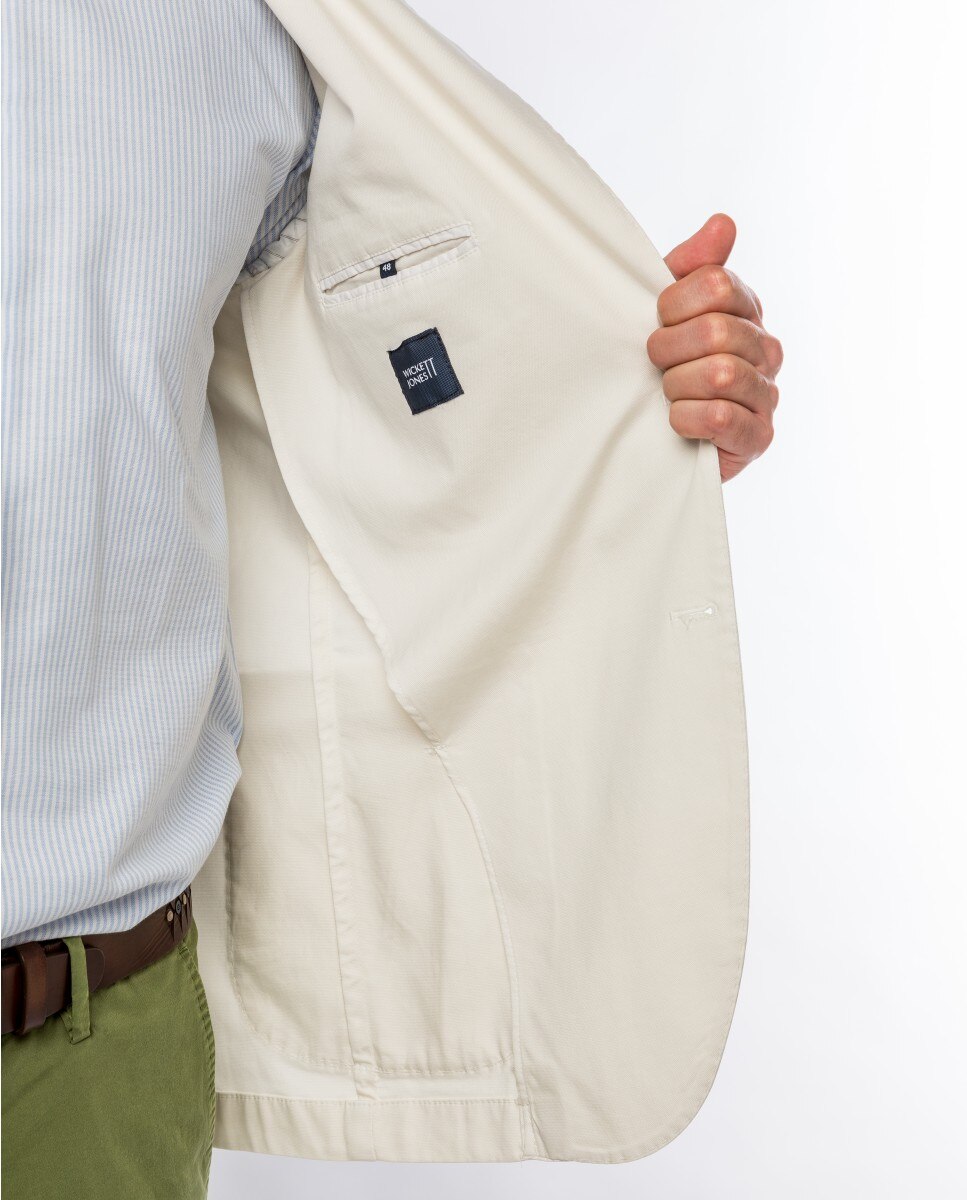 Blazer Soft Slim Liso em Bege-claro Bege-5