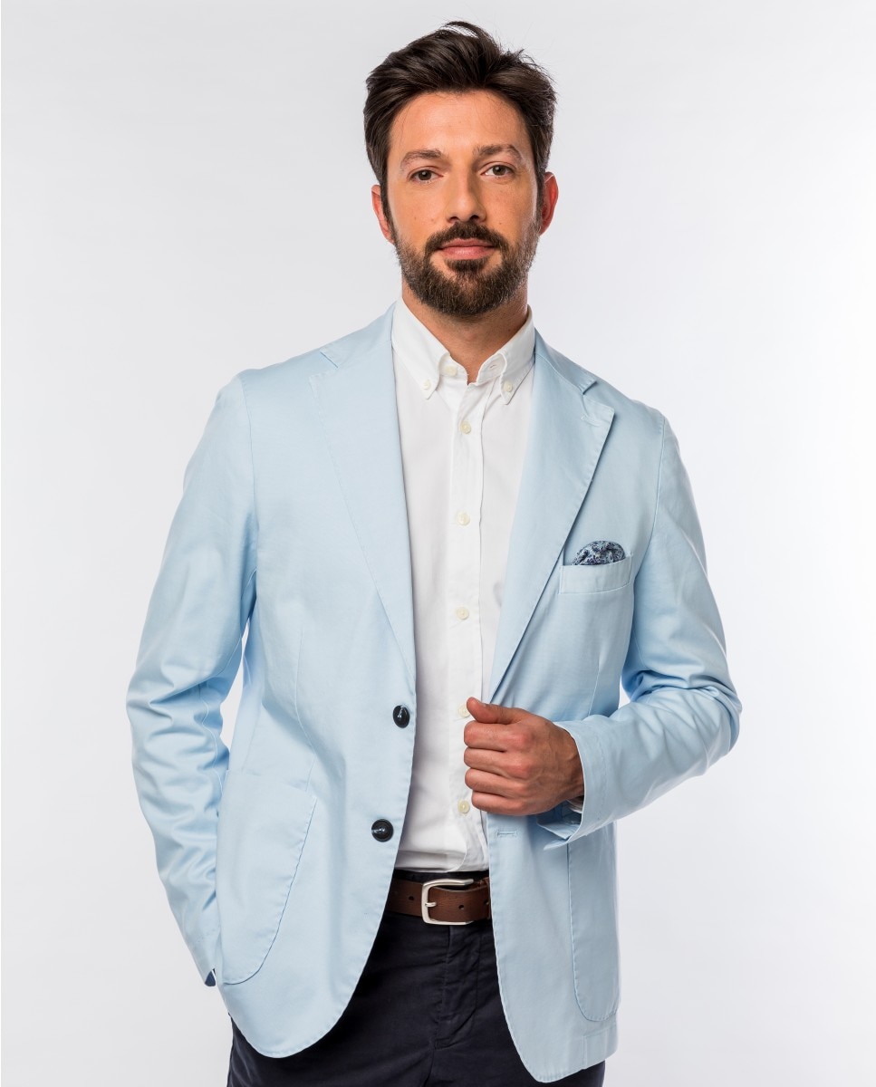 Blazer Soft Slim Liso em Azul-claro Azul-claro-1