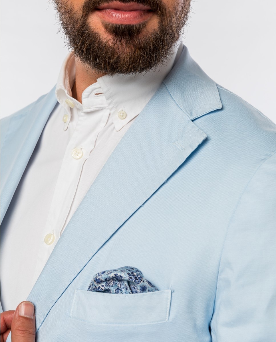 Blazer Soft Slim Liso em Azul-claro Azul-claro-3
