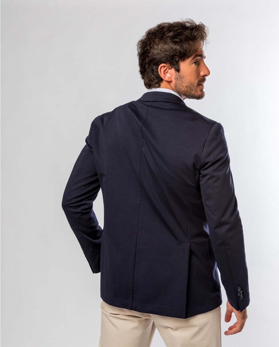 Blazer Soft Slim Liso em Azul-escuro Azul-marinho-2