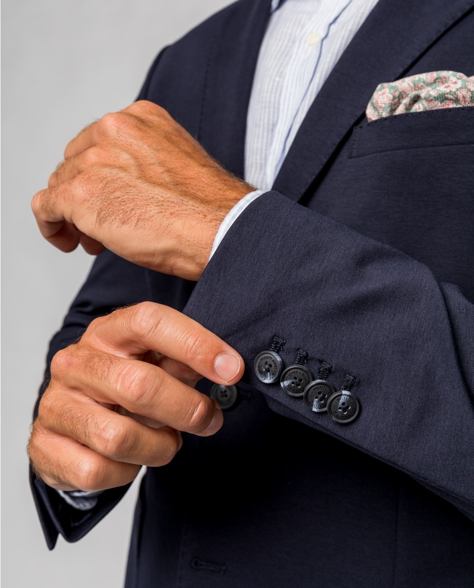 Blazer Soft Slim Liso em Azul-escuro Azul-marinho-4